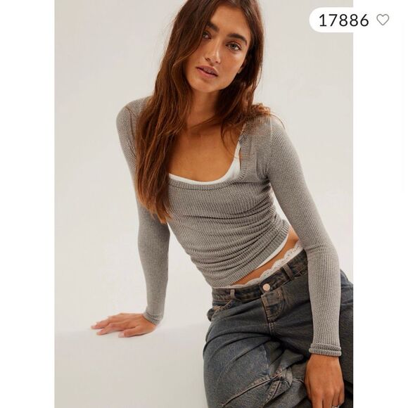 Free People Clean Slate Seamless Long Sleeve Top Size large - Picture 1 of 4